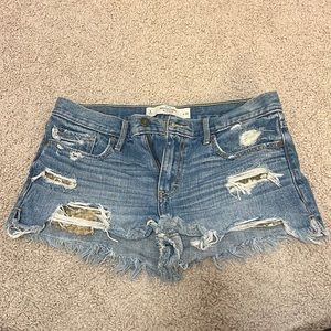 Abercrombie & Fitch Destroyed Denim Shorts w/ Sequin Pocket Bags